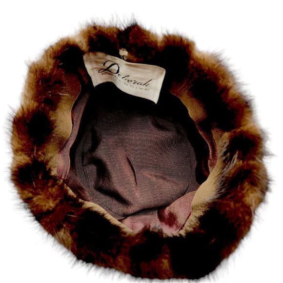 Vintage 1960s Mahogany Brown Mink Fur Cloche Hat Snow Bunny Old Hollywood Style - Picture 9 of 13